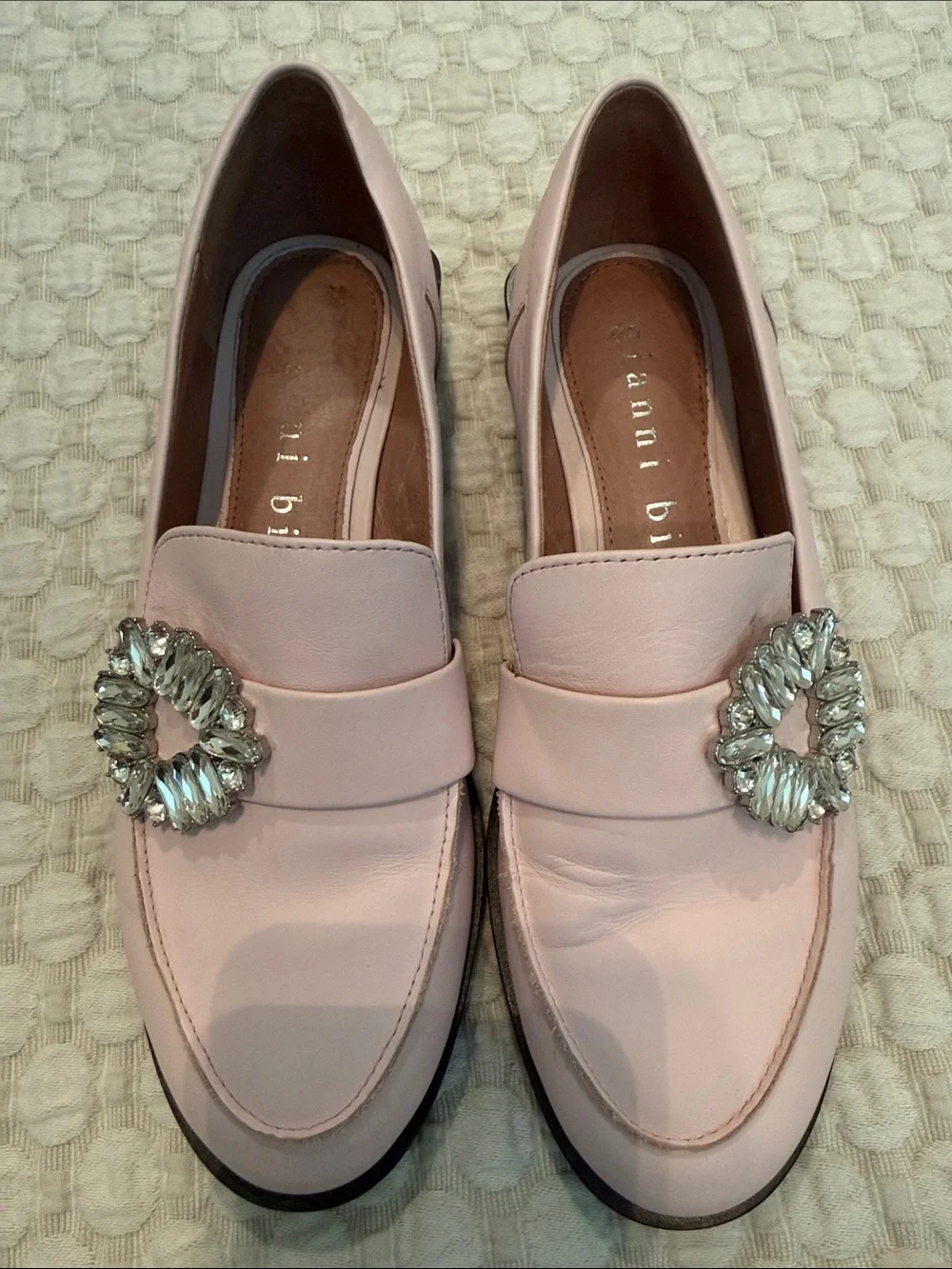 Gianni Bini Blush Pink Crystal-Embellished Loafers